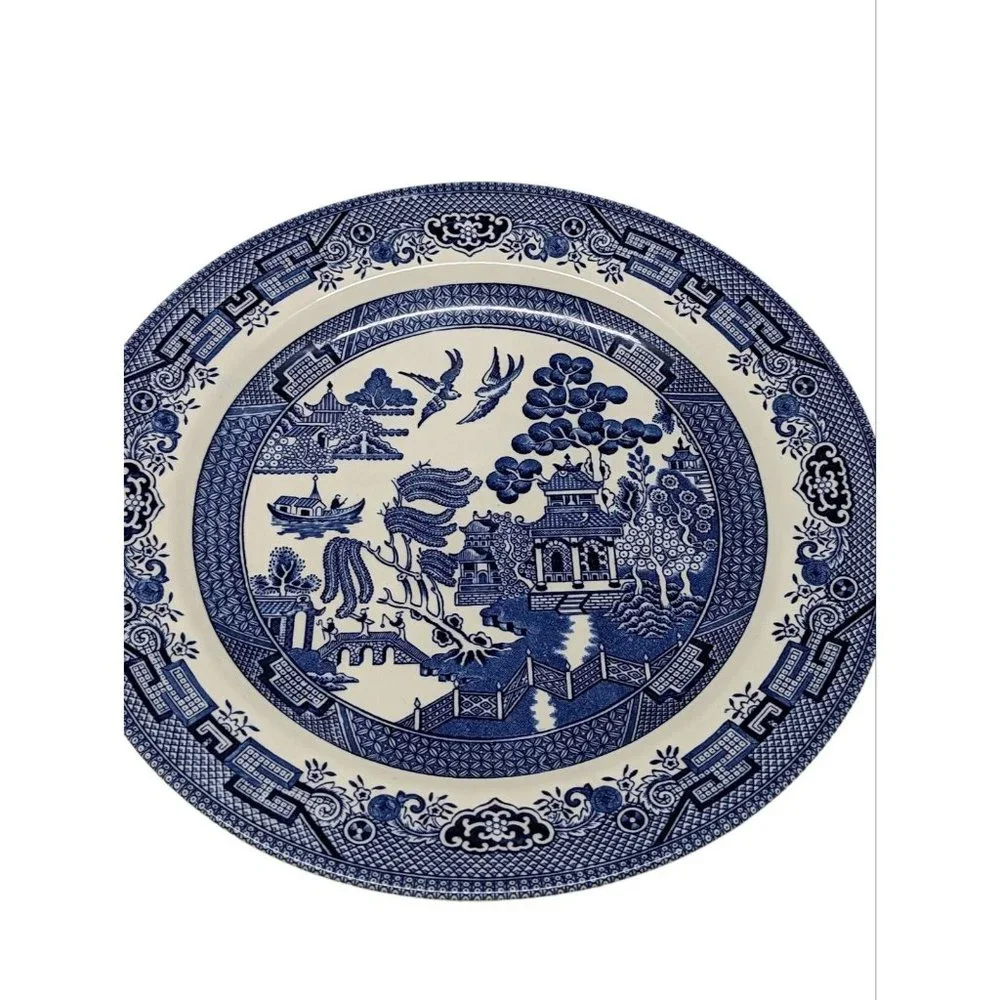 CHURCHILL Dinner Plates, Set Of 2,  10-1/4"  BLUE WILLOW STAFFORDSHIRE ENGLAND - Picture 4 of 6
